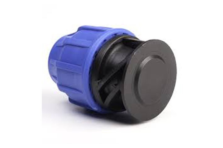 black and blue color compression end cap isolated on white color